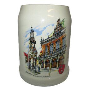 WS stein of Bremen Roland mit Rathaus stoneware made in West Germany